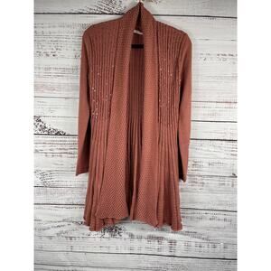 Soft Surroundings Sweater Women's PXS Open Front Pleated Sequin Cardigan Acrylic
